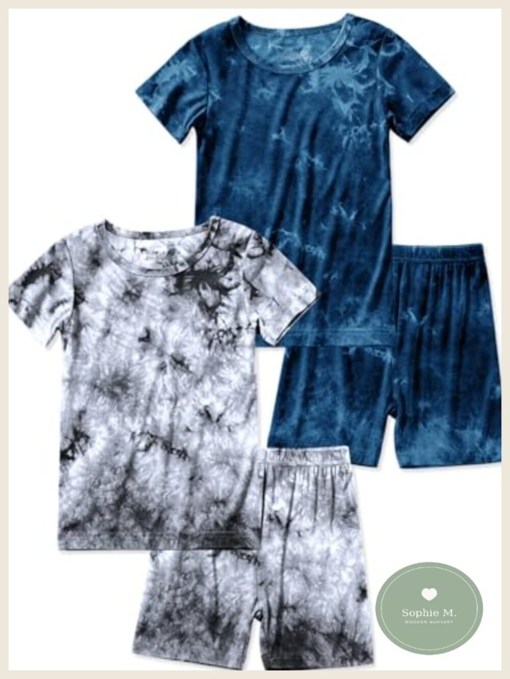 Kids Bamboo Rayon Pajama Set Short Sleeve Sleepwear Tie-Dye